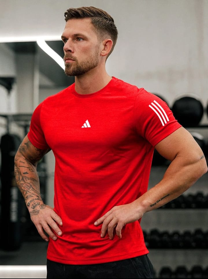 Men's Imported Mesh Dry-Fit Red ADIDAS Tees